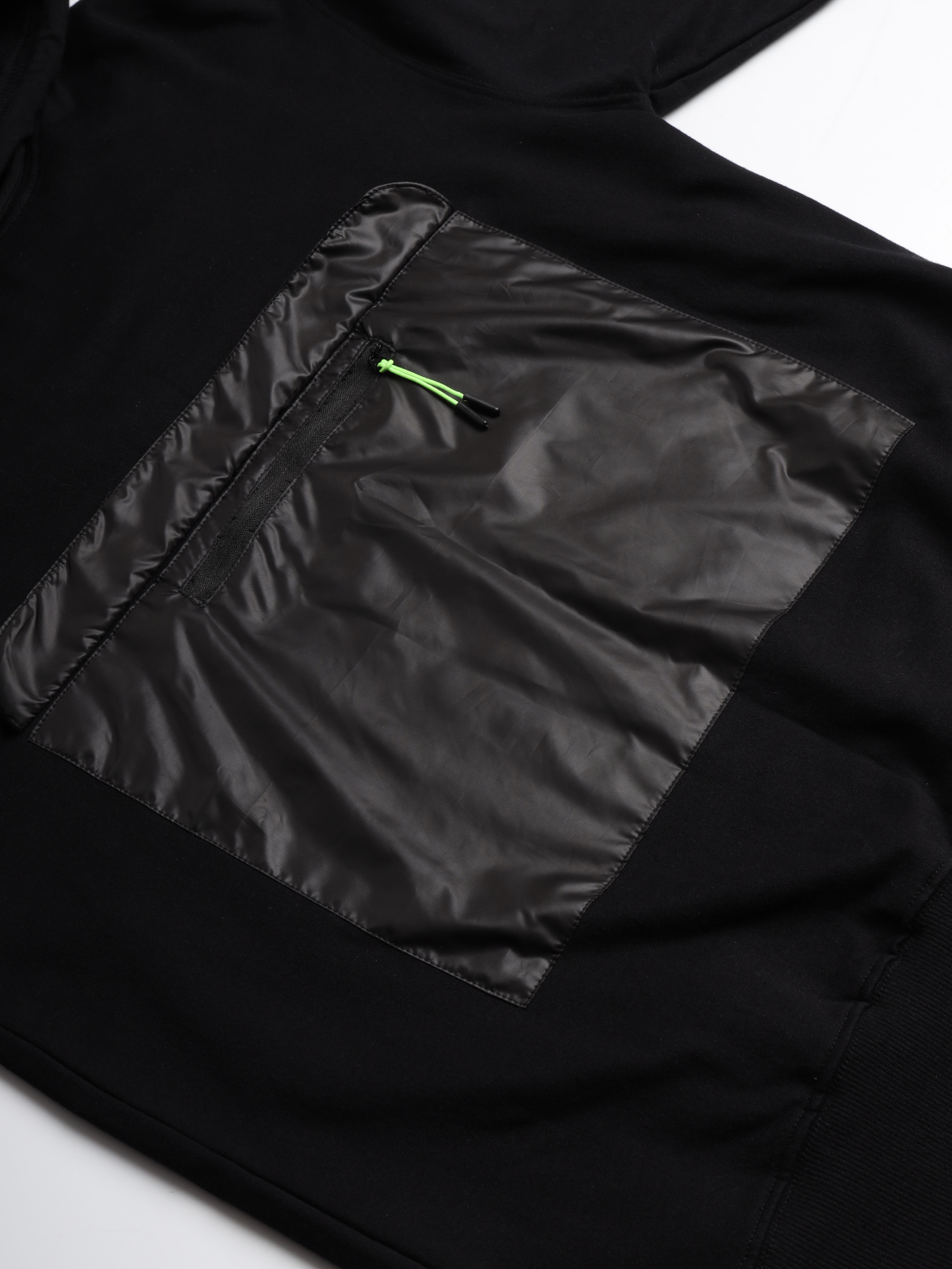 Black Cut & Sew Panel Hoodie