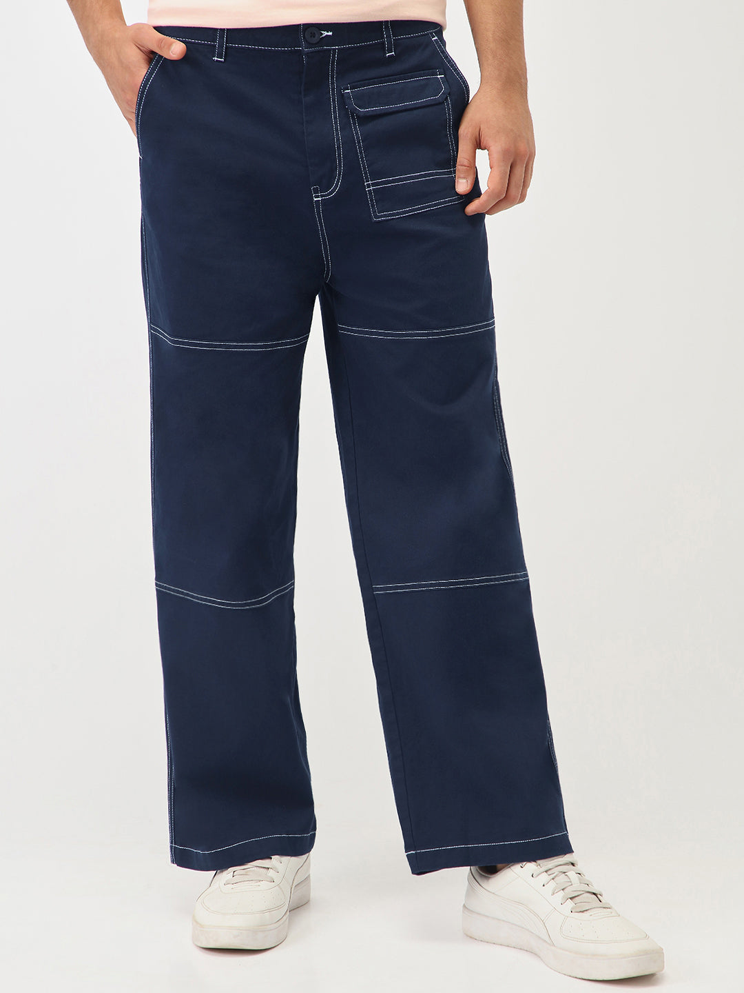 Oversized Contrast Stitch Cargo Pants