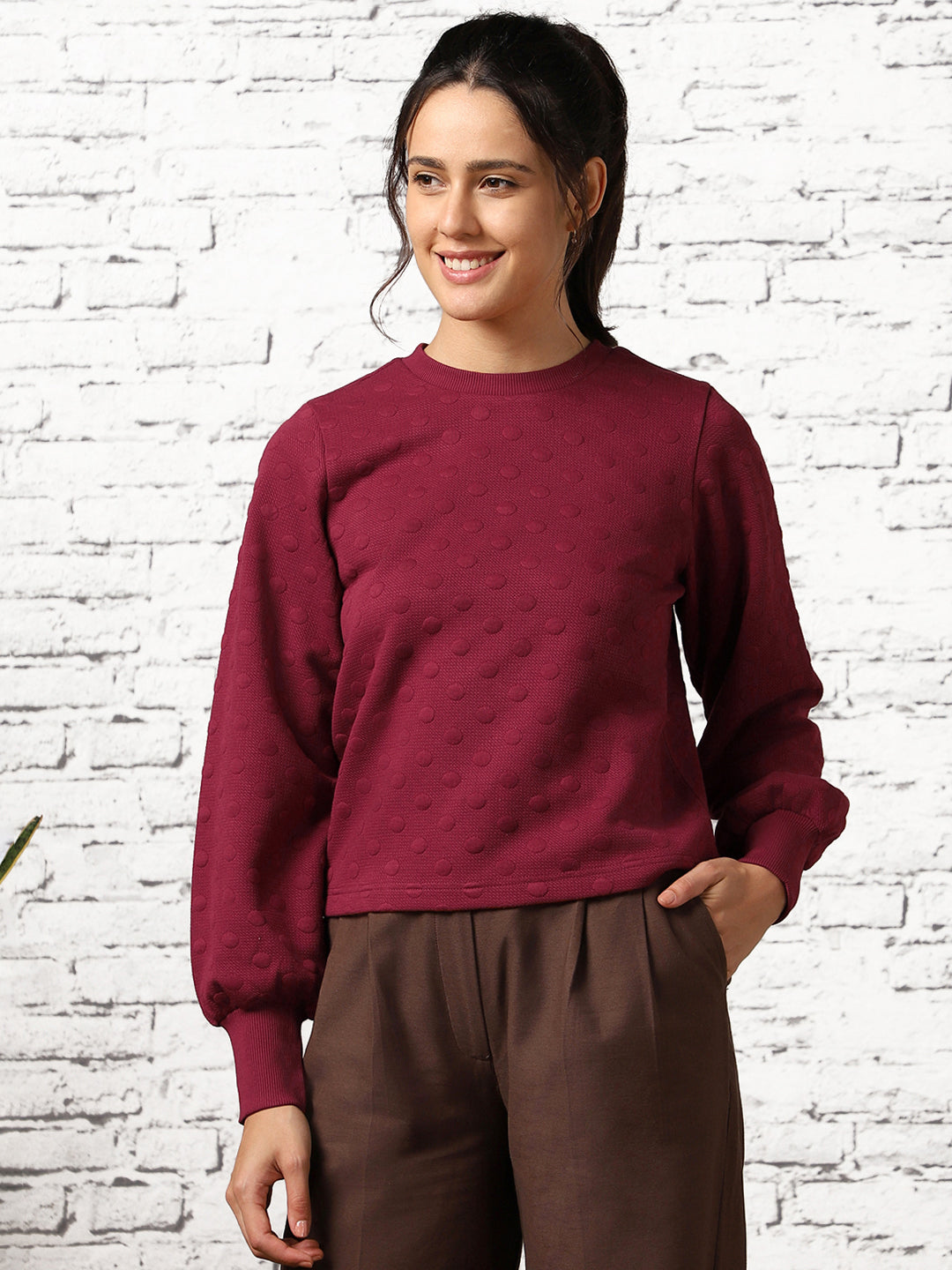 Bubble Knit Self Design Pullover