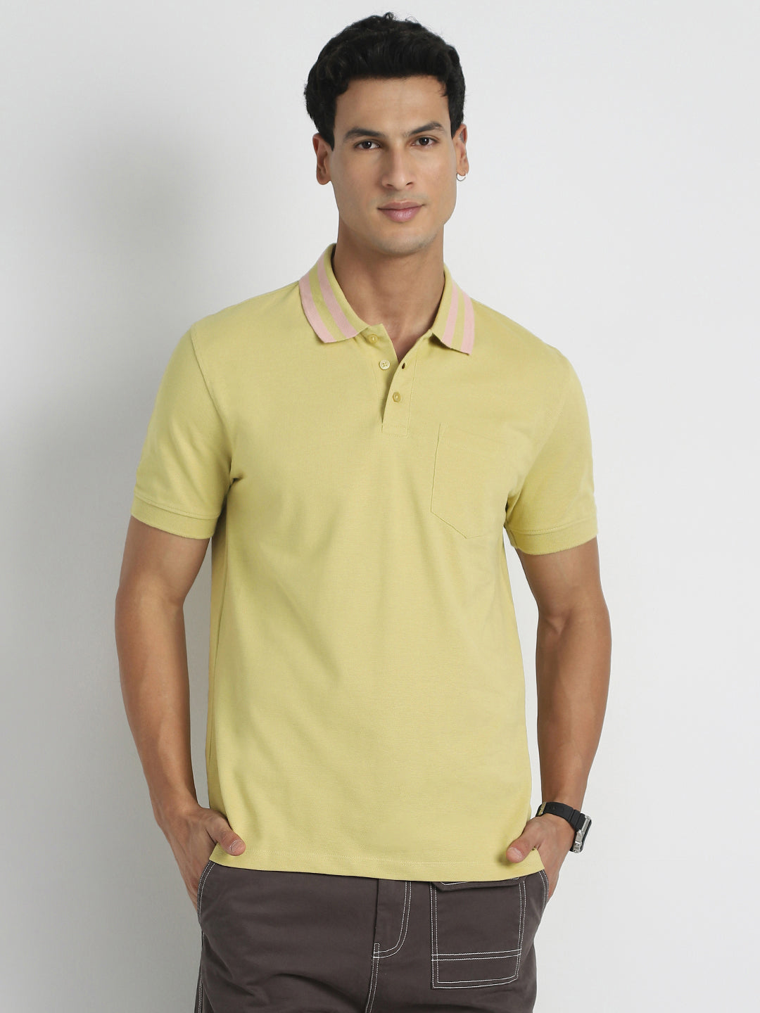 Striped Collar Polo T-Shirt