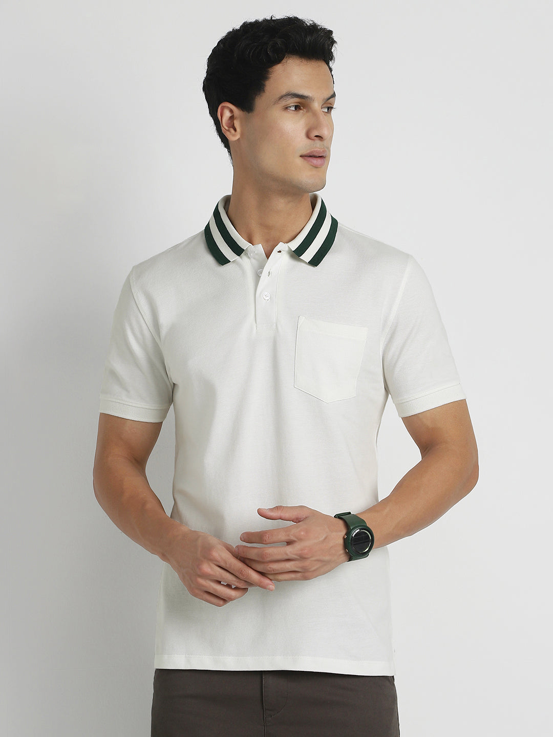Striped Collar Polo T-Shirt