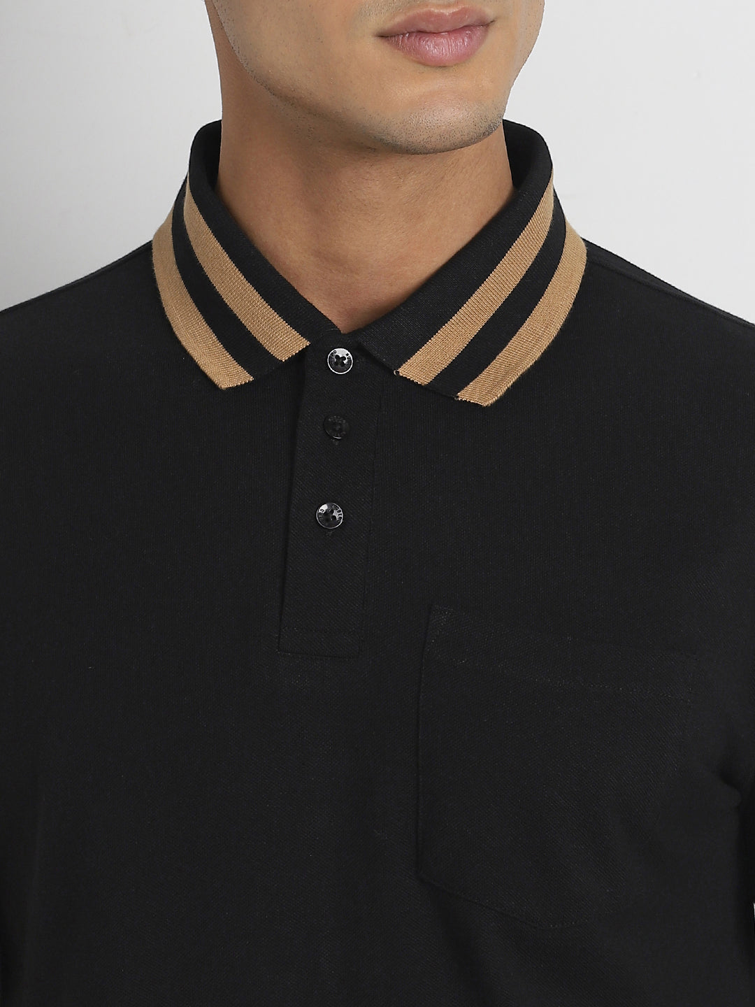 Striped Collar Polo T-Shirt