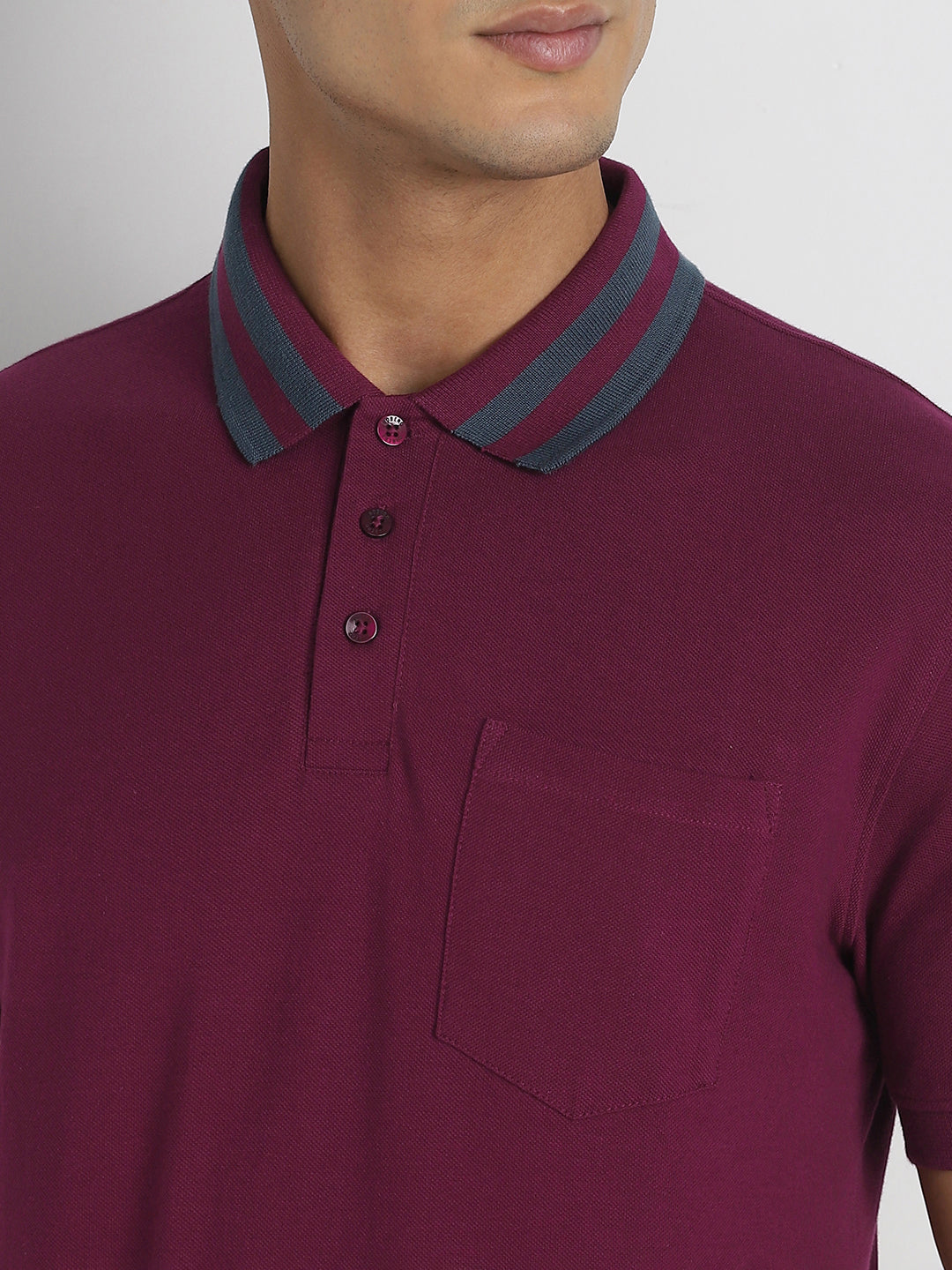 Striped Collar Polo T-Shirt