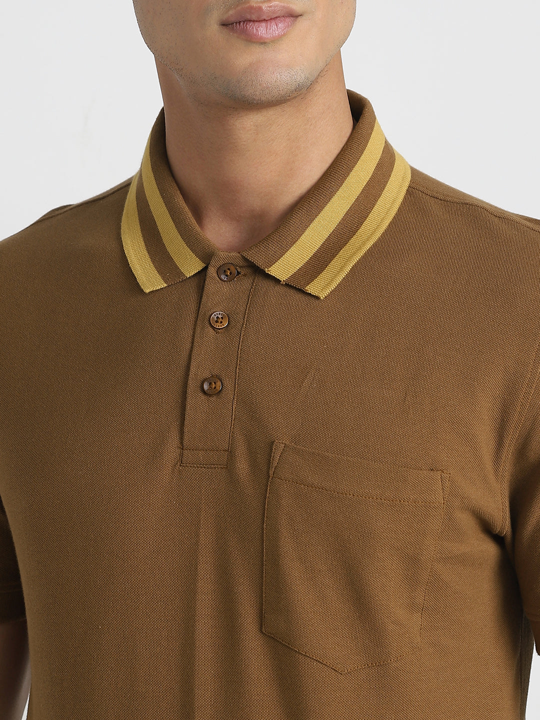 Striped Collar Polo T-Shirt