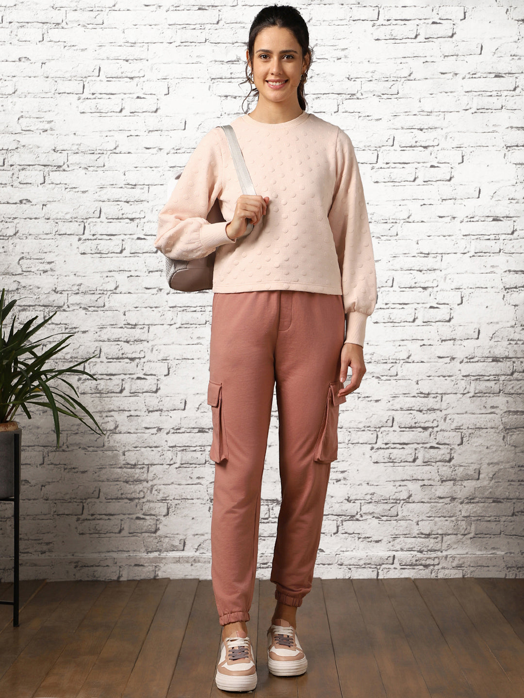 Women Bubble Knit Self Design Pullover