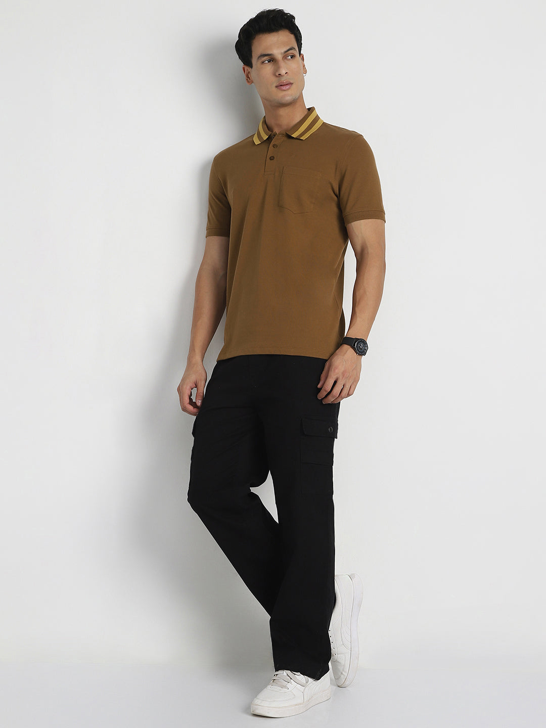 Striped Collar Polo T-Shirt