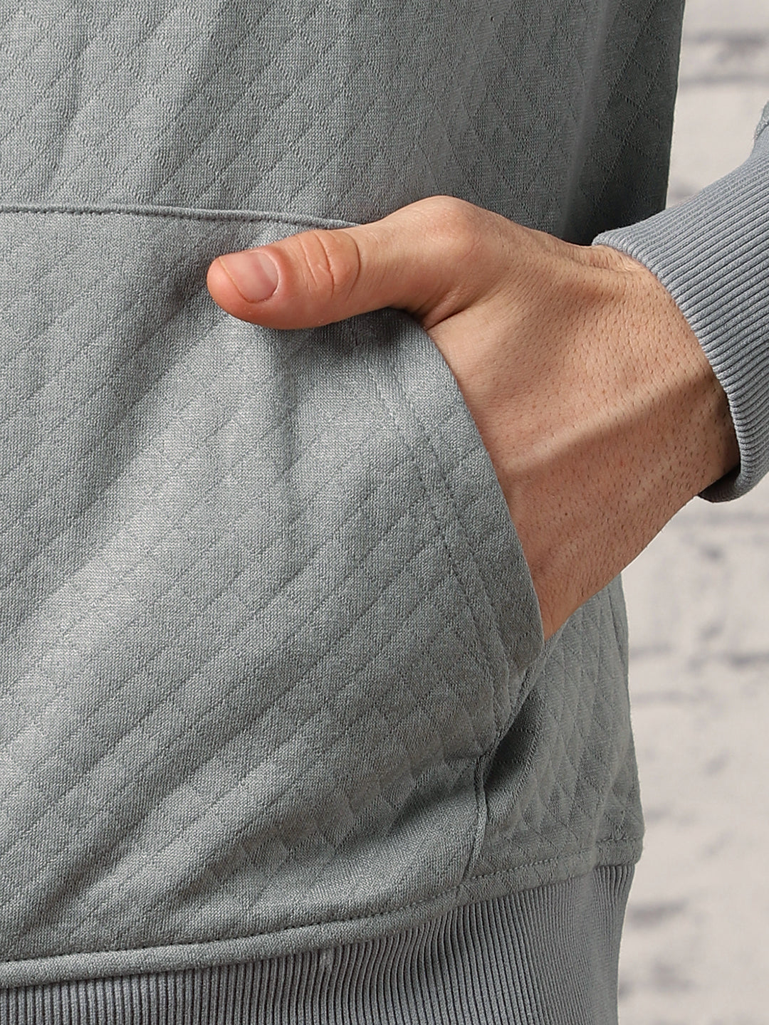 Cranberry Juice Checked Quilted Hoodie