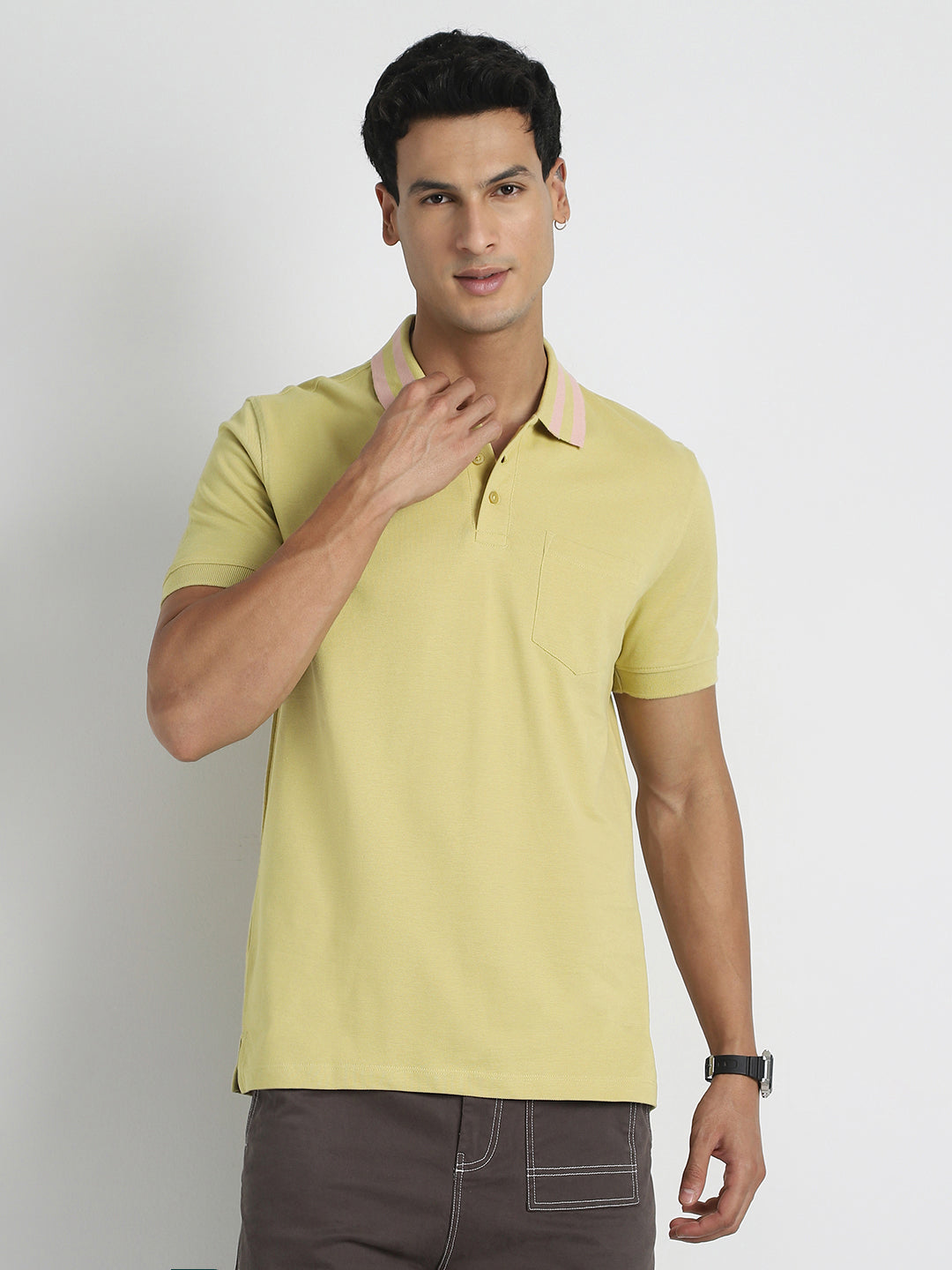 Striped Collar Polo T-Shirt