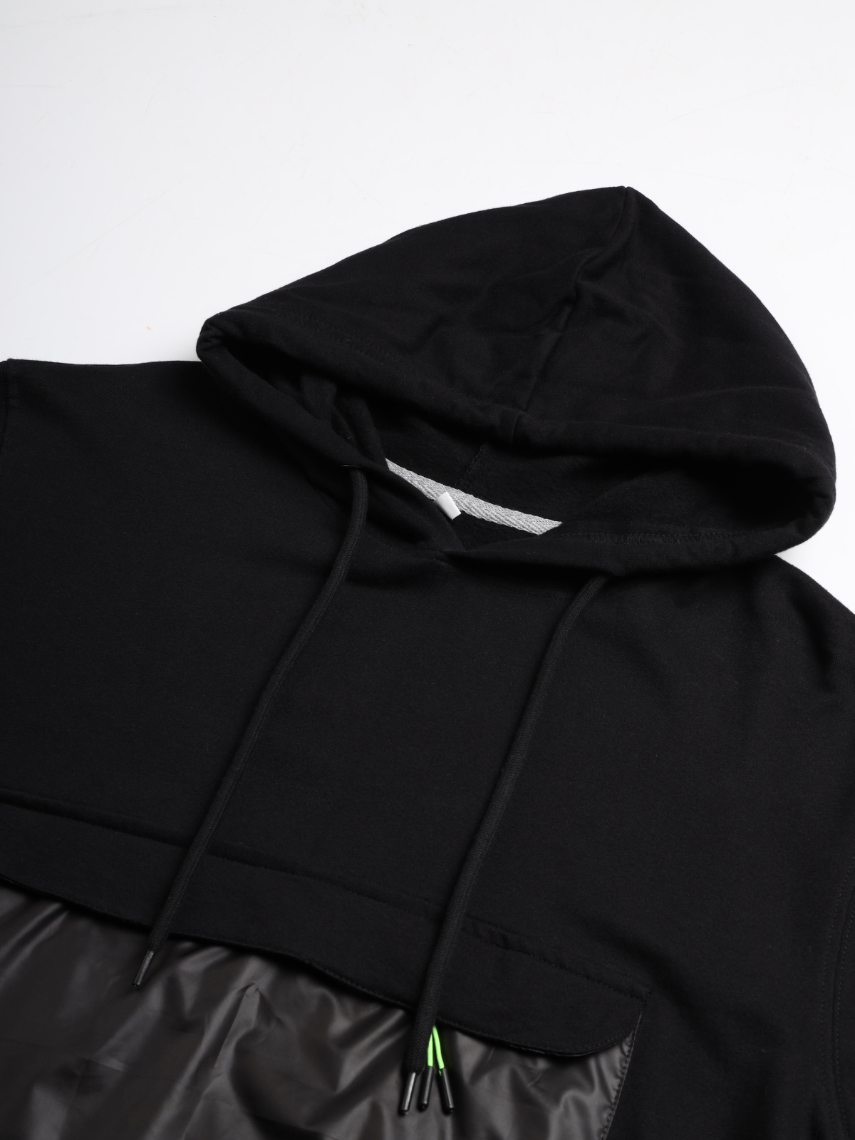 Black Cut & Sew Panel Hoodie