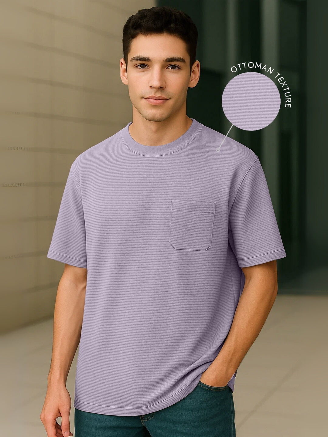 Ottoman Textured Half Sleeve T-Shirt