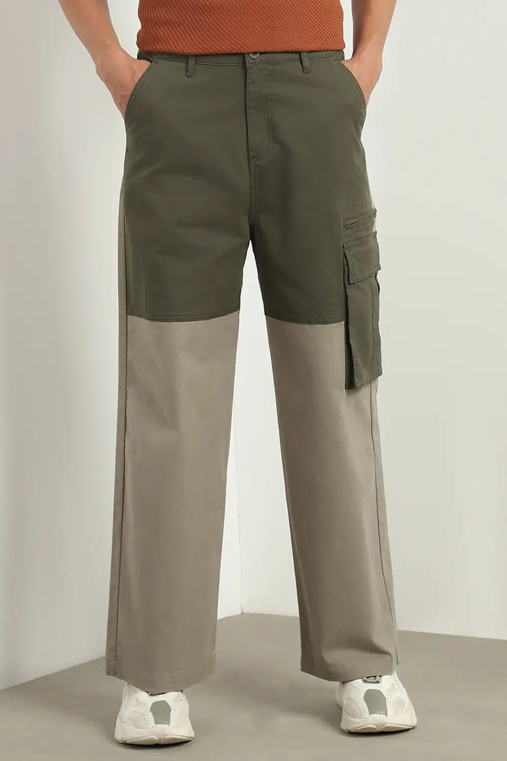 Baggy Fit Colorblocked Woven Cargo Pants