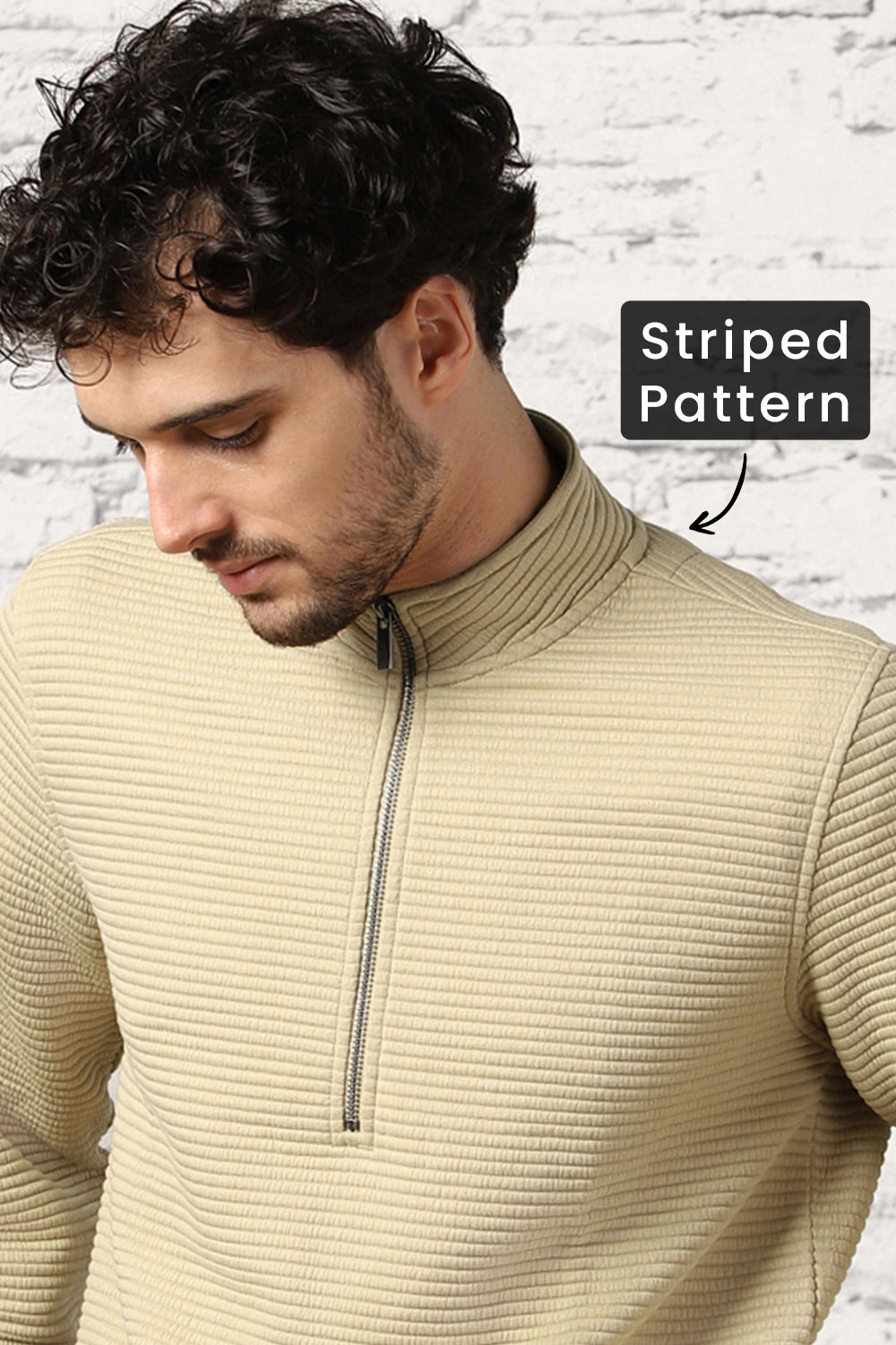 Avocado Striped Quilted Zip-Up Sweatshirt