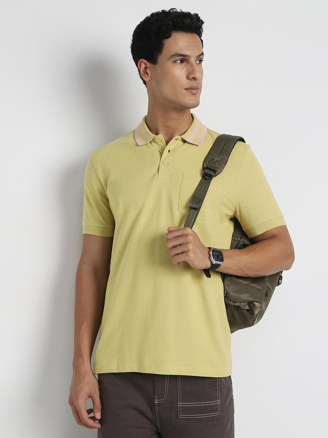 Striped Collar Polo T-Shirt