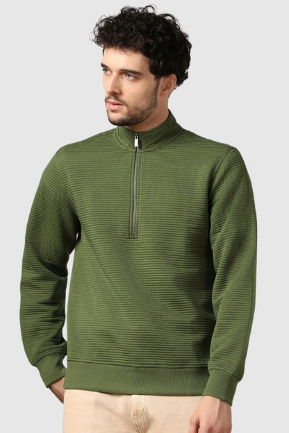 Avocado Striped Quilted Zip-Up Sweatshirt