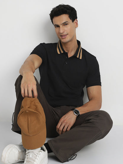 Striped Collar Polo T-Shirt