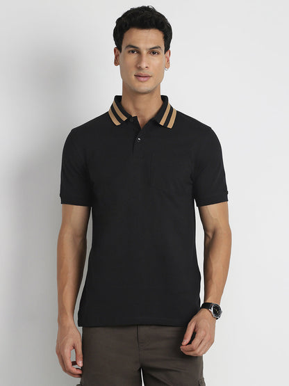 Striped Collar Polo T-Shirt