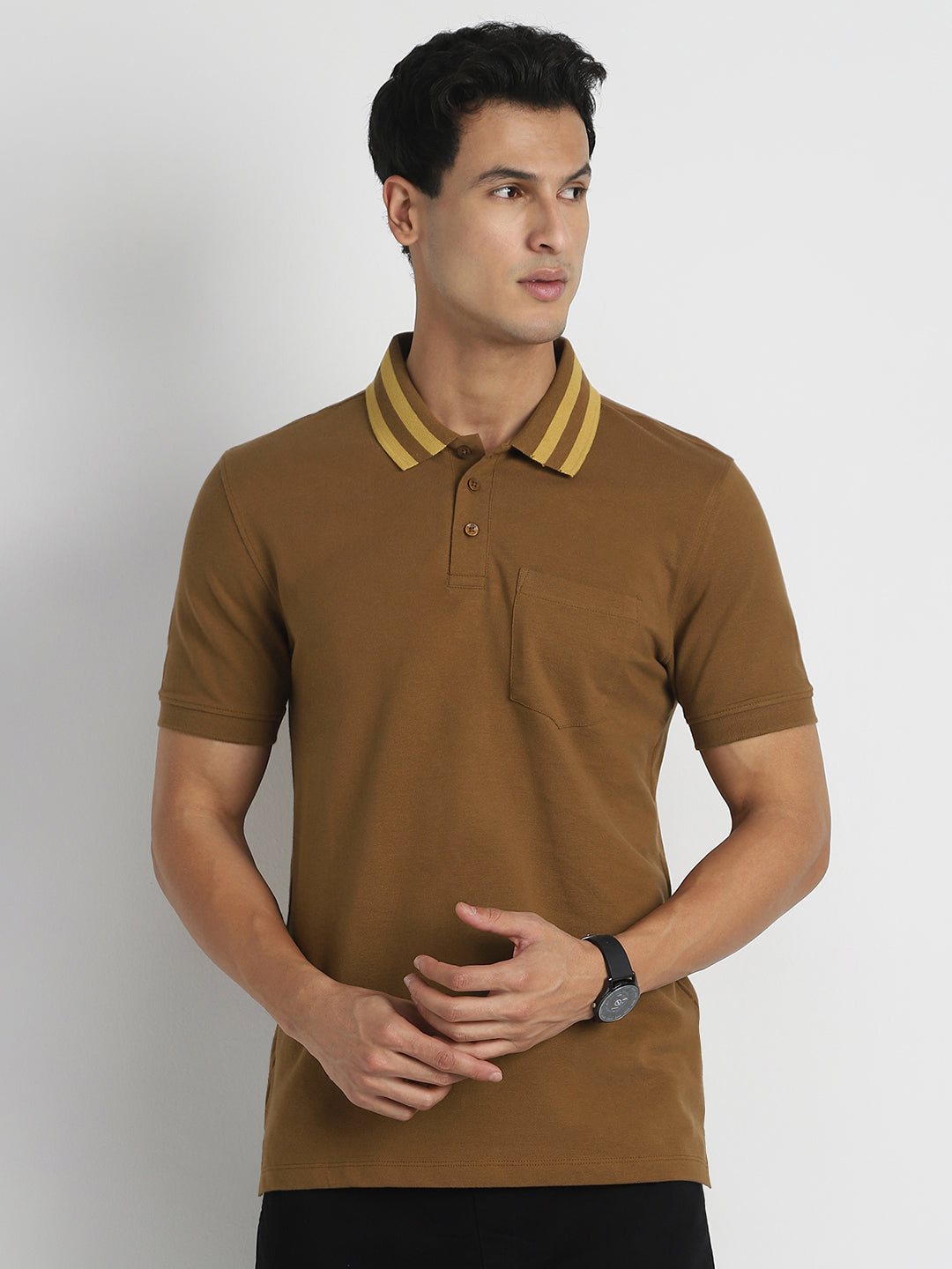 Striped Collar Polo T-Shirt
