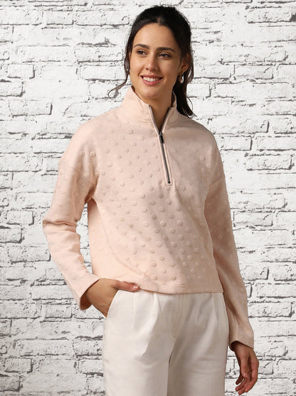 Oversized Bubble Knit Zip-up Sweatshirt