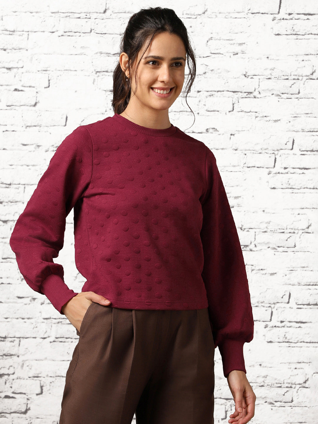 Bubble Knit Self Design Pullover