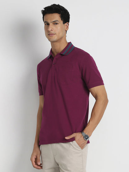 Striped Collar Polo T-Shirt