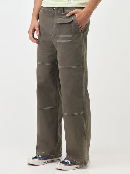Oversized Contrast Stitch Cargo Pants