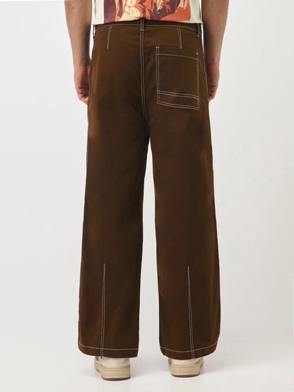Oversized Contrast Stitch Cargo Pants