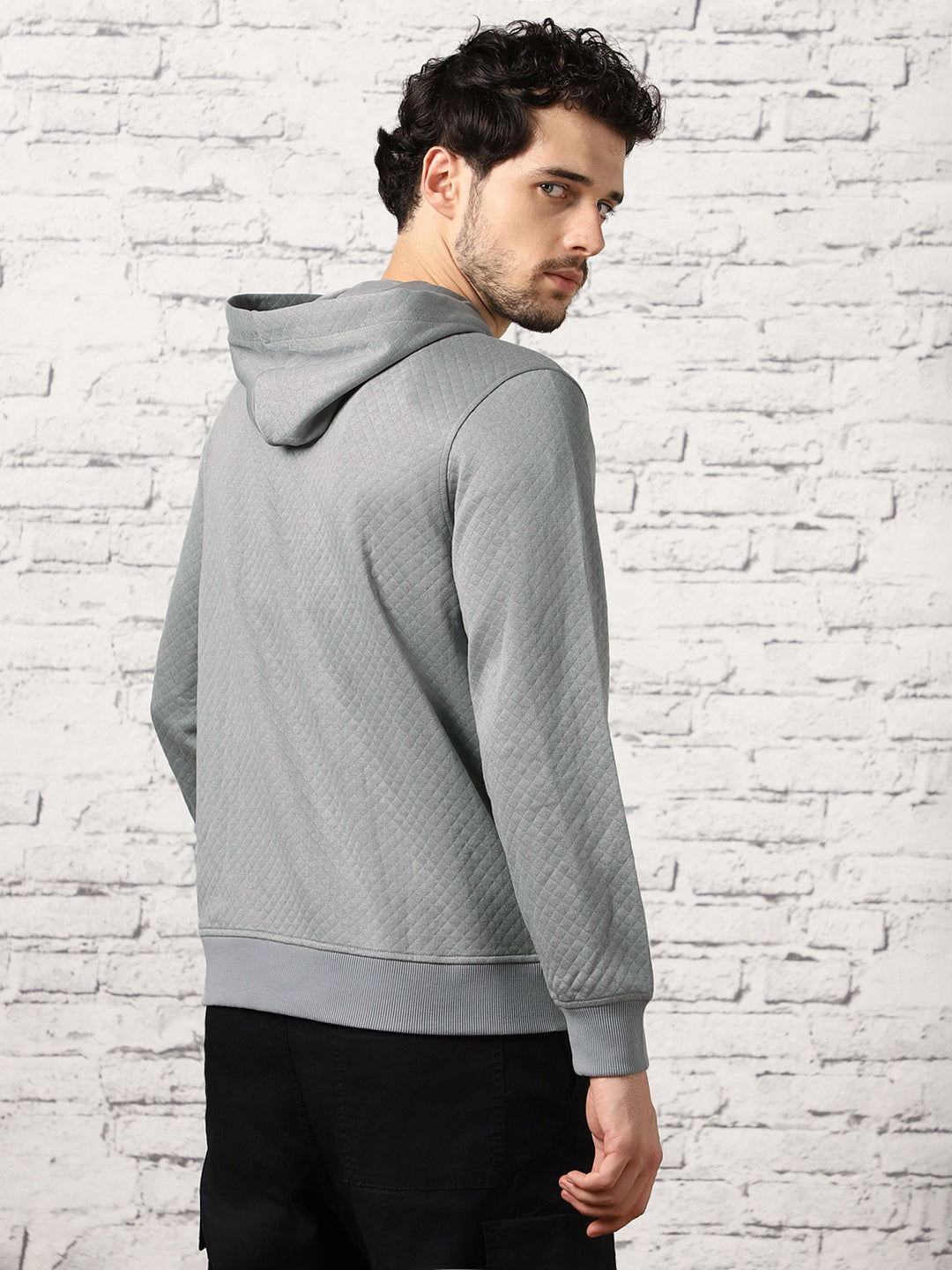 Cranberry Juice Checked Quilted Hoodie