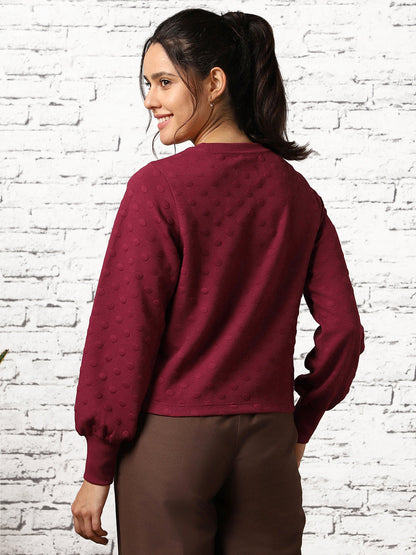 Women Bubble Knit Self Design Pullover