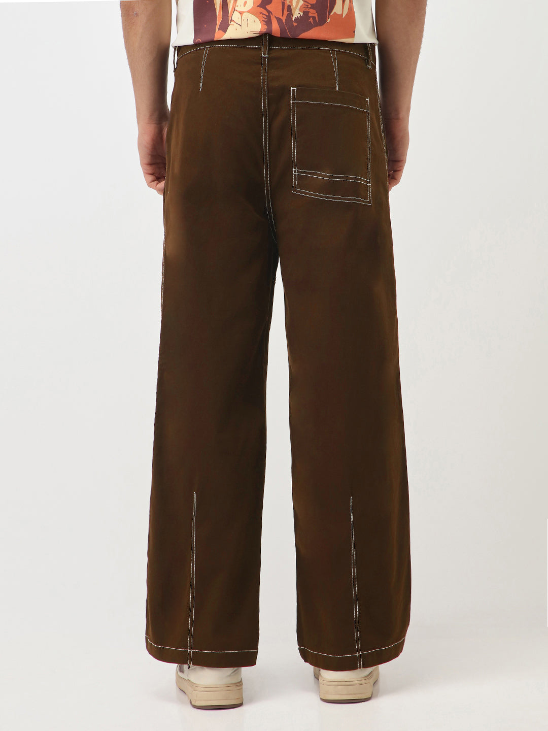 Oversized Contrast Stitch Cargo Pants