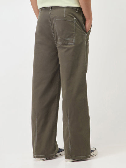 Oversized Contrast Stitch Cargo Pants