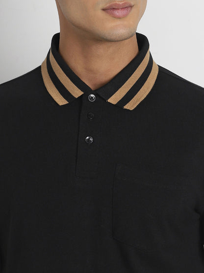 Striped Collar Polo T-Shirt