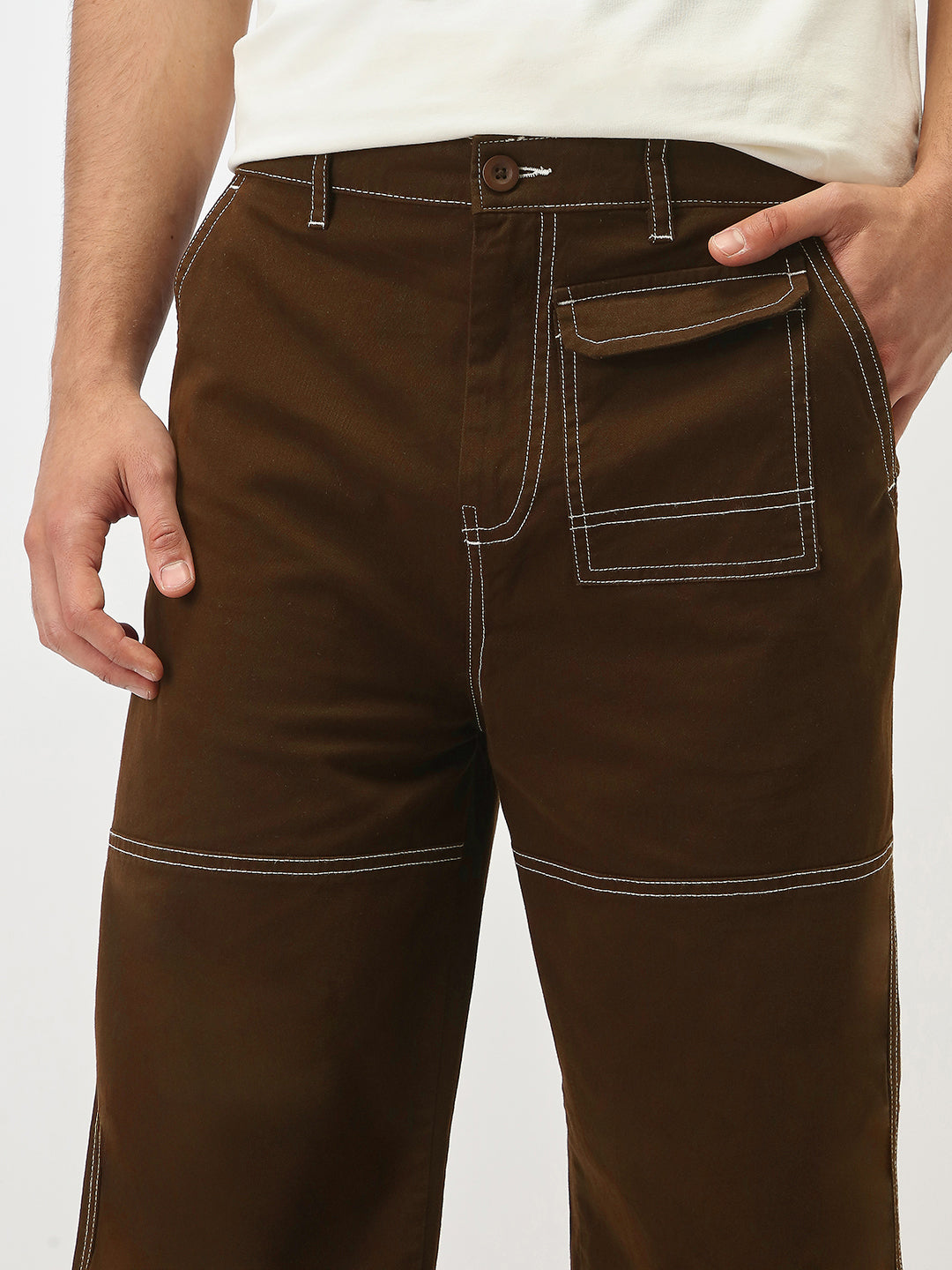 Oversized Contrast Stitch Cargo Pants