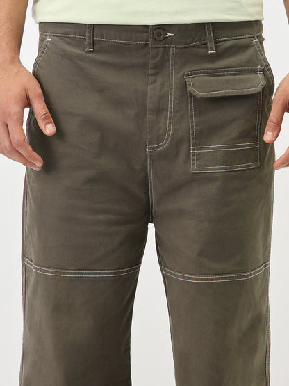 Oversized Contrast Stitch Cargo Pants