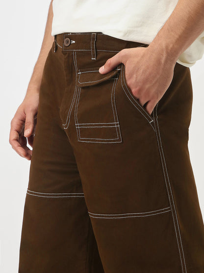 Oversized Contrast Stitch Cargo Pants