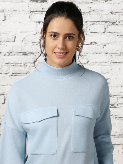 Oversized Flap Pocket Self Design Pullover