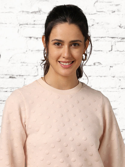 Women Bubble Knit Self Design Pullover