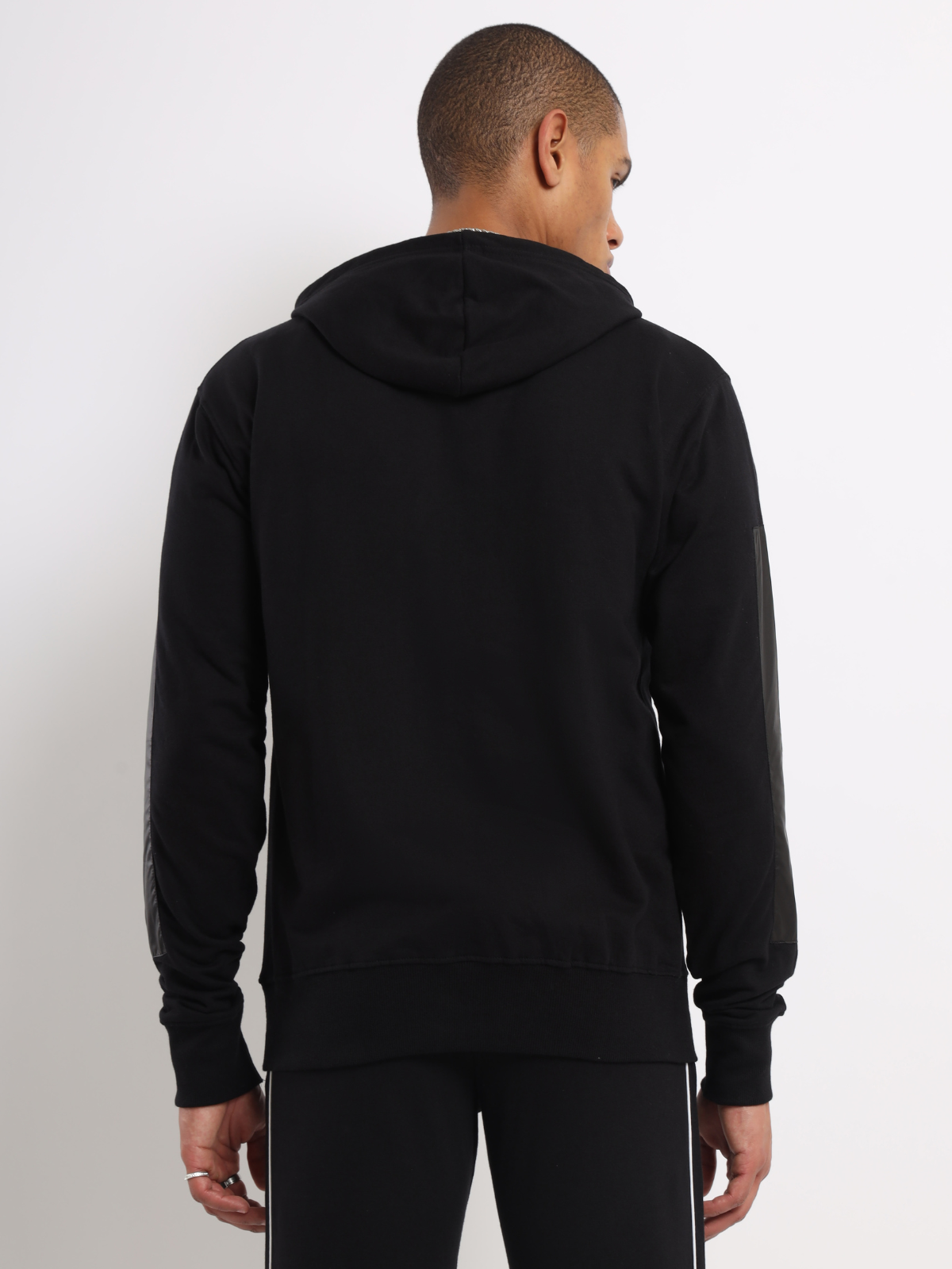Black Cut & Sew Panel Hoodie