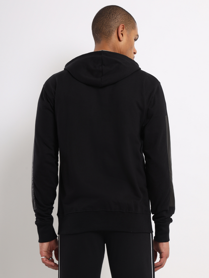 Black Cut & Sew Panel Hoodie
