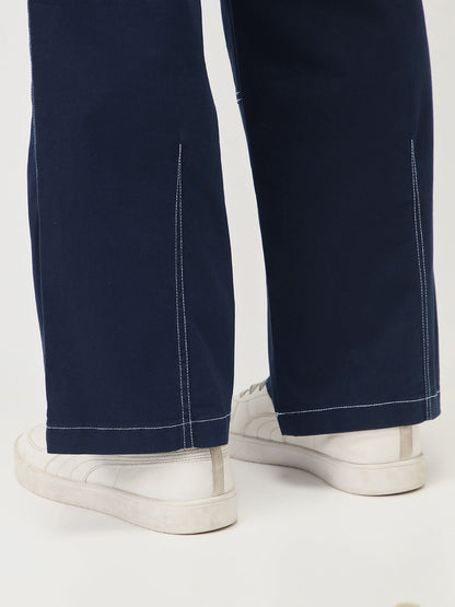 Oversized Contrast Stitch Cargo Pants