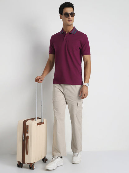 Striped Collar Polo T-Shirt