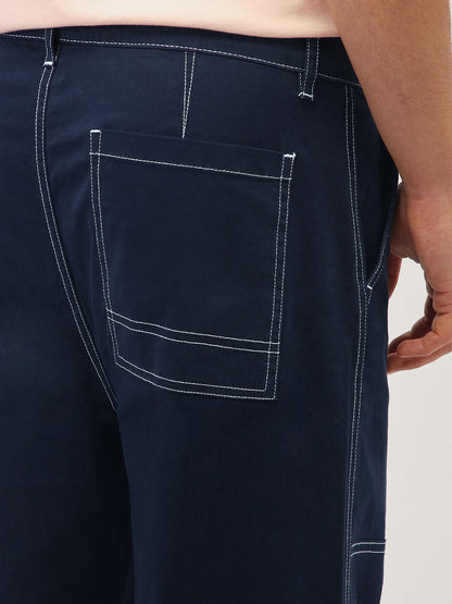 Oversized Contrast Stitch Cargo Pants