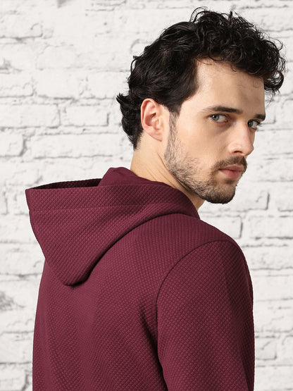 Cranberry Juice Checked Quilted Hoodie