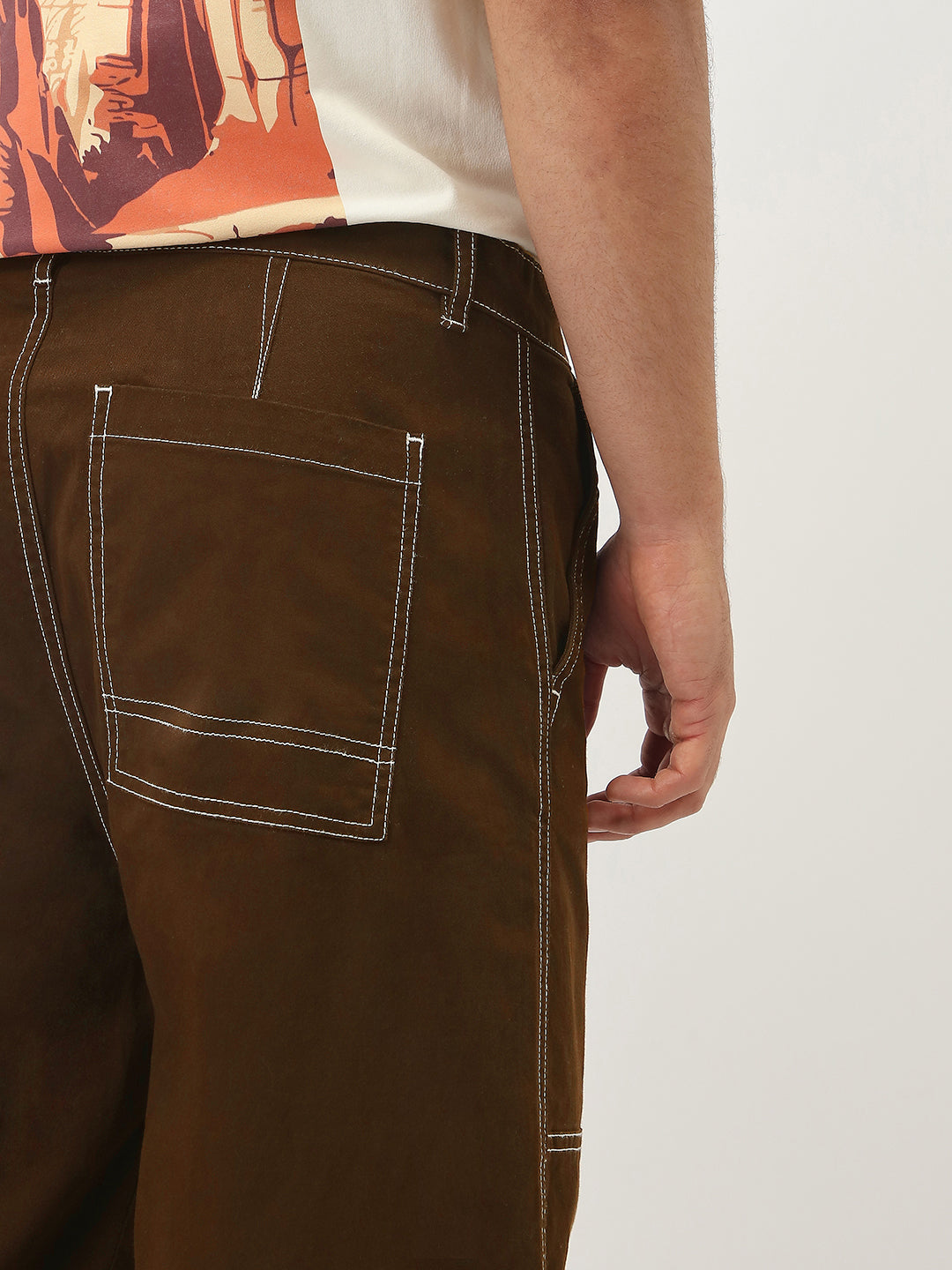 Oversized Contrast Stitch Cargo Pants
