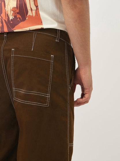 Oversized Contrast Stitch Cargo Pants