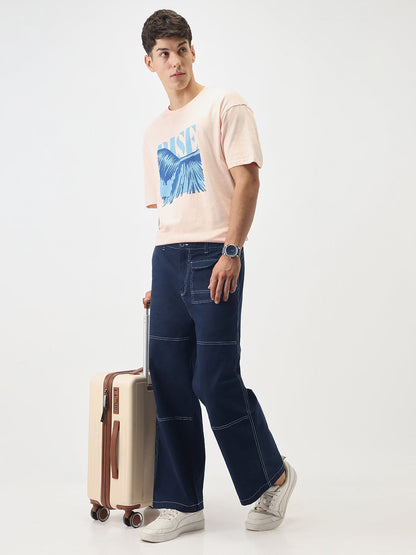 Oversized Contrast Stitch Cargo Pants