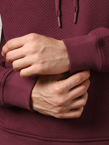 Cranberry Juice Checked Quilted Hoodie