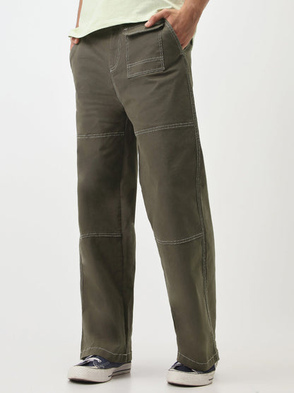 Oversized Contrast Stitch Cargo Pants
