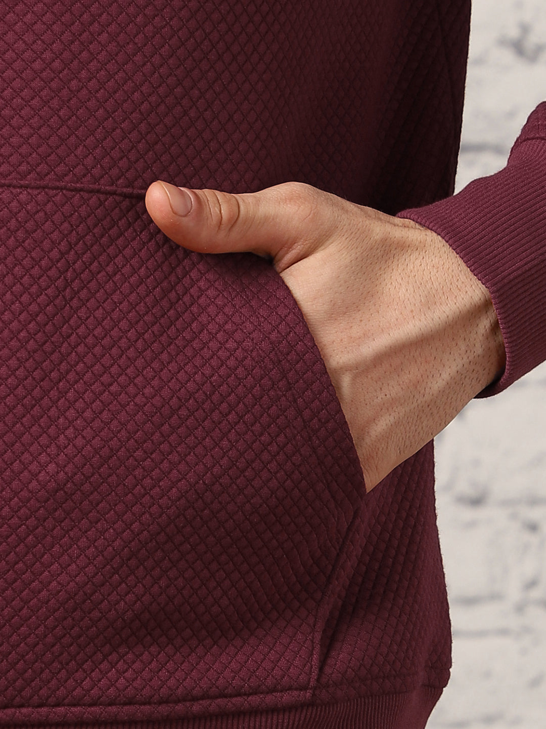 Cranberry Juice Checked Quilted Hoodie