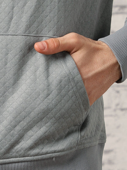 Cranberry Juice Checked Quilted Hoodie