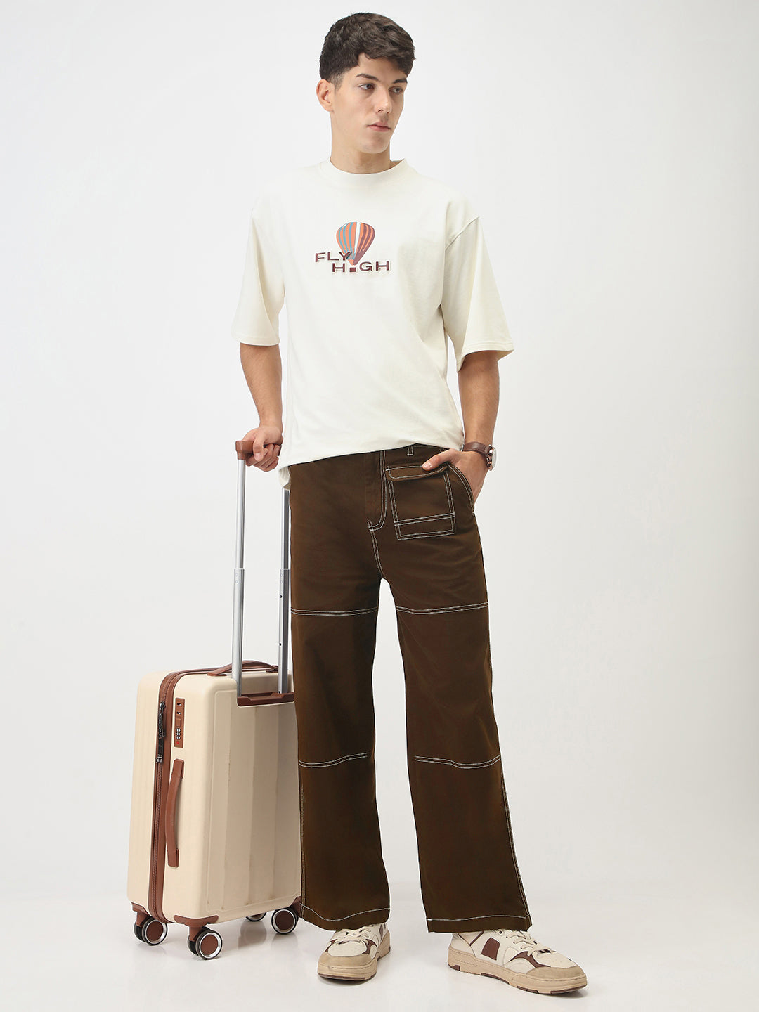 Oversized Contrast Stitch Cargo Pants